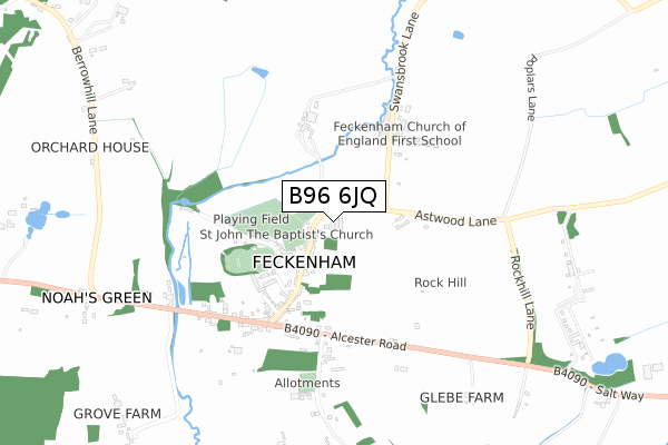 B96 6JQ map - small scale - OS Open Zoomstack (Ordnance Survey)