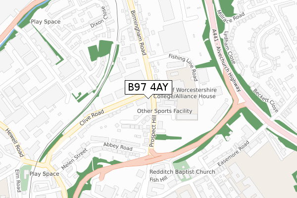 B97 4AY map - large scale - OS Open Zoomstack (Ordnance Survey)