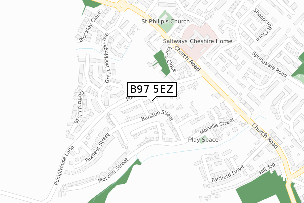 B97 5EZ map - large scale - OS Open Zoomstack (Ordnance Survey)