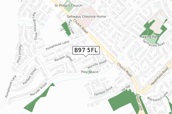 B97 5FL map - large scale - OS Open Zoomstack (Ordnance Survey)