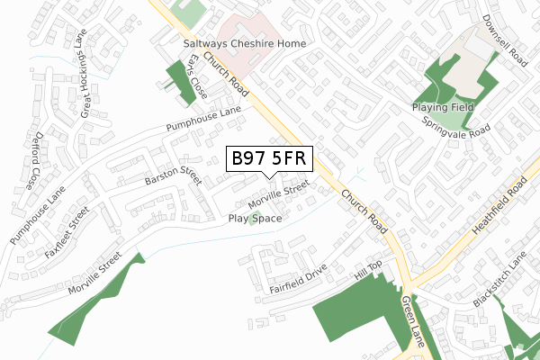 B97 5FR map - large scale - OS Open Zoomstack (Ordnance Survey)