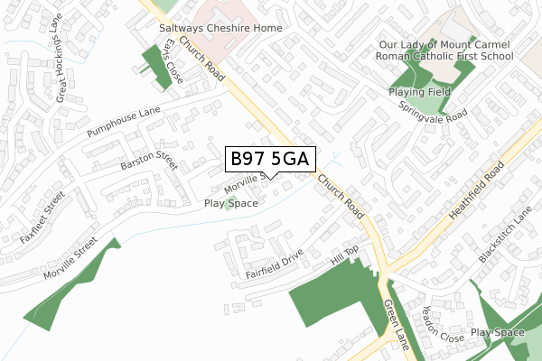 B97 5GA map - large scale - OS Open Zoomstack (Ordnance Survey)