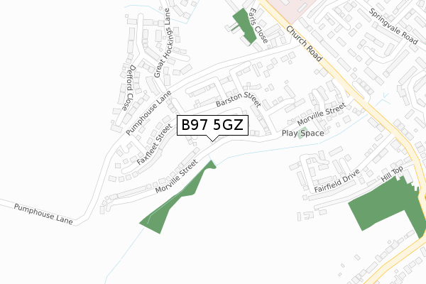 B97 5GZ map - large scale - OS Open Zoomstack (Ordnance Survey)