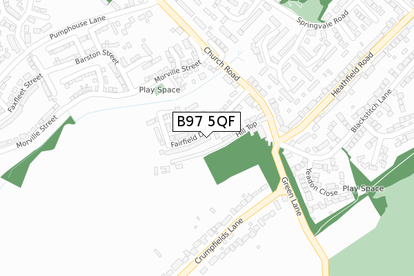 B97 5QF map - large scale - OS Open Zoomstack (Ordnance Survey)