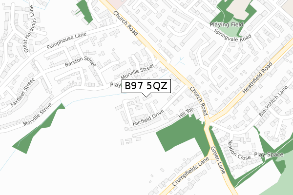 B97 5QZ map - large scale - OS Open Zoomstack (Ordnance Survey)