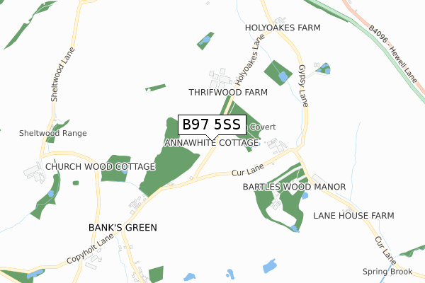 B97 5SS map - small scale - OS Open Zoomstack (Ordnance Survey)