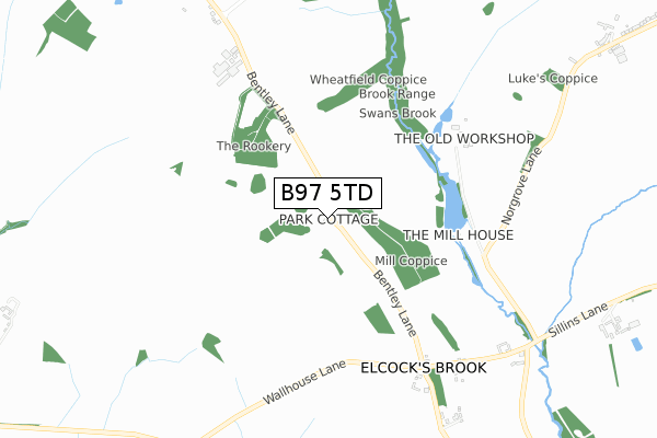 B97 5TD map - small scale - OS Open Zoomstack (Ordnance Survey)