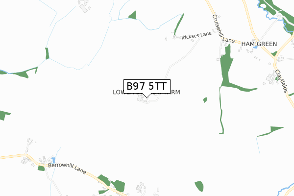 B97 5TT map - small scale - OS Open Zoomstack (Ordnance Survey)