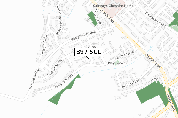 B97 5UL map - large scale - OS Open Zoomstack (Ordnance Survey)