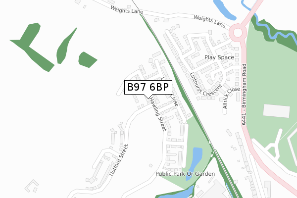 B97 6BP map - large scale - OS Open Zoomstack (Ordnance Survey)