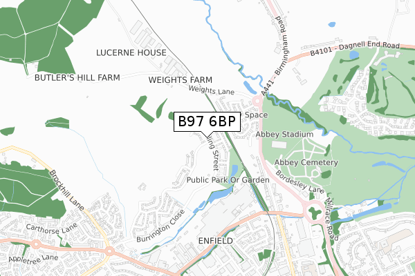 B97 6BP map - small scale - OS Open Zoomstack (Ordnance Survey)