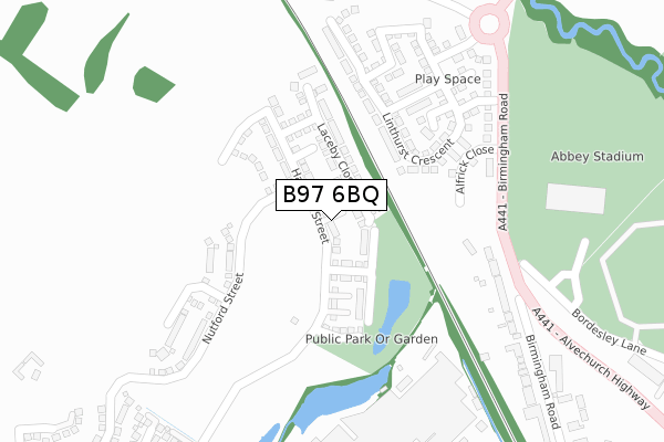 B97 6BQ map - large scale - OS Open Zoomstack (Ordnance Survey)