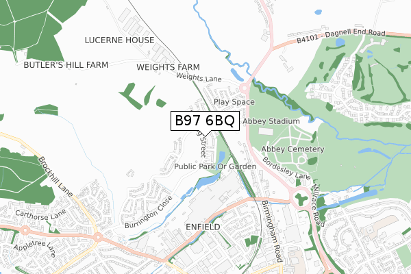 B97 6BQ map - small scale - OS Open Zoomstack (Ordnance Survey)