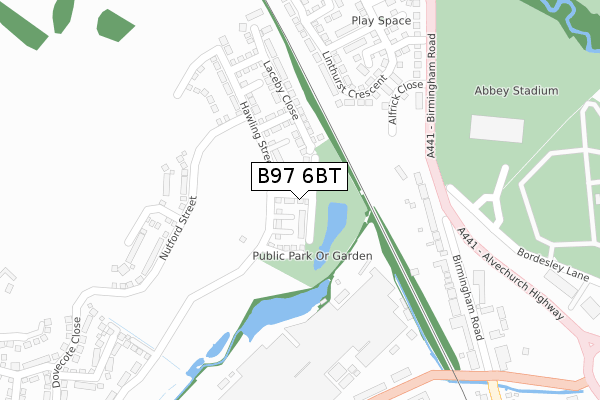 B97 6BT map - large scale - OS Open Zoomstack (Ordnance Survey)