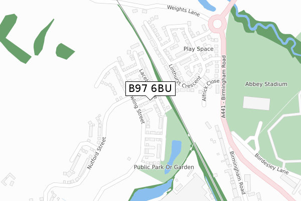 B97 6BU map - large scale - OS Open Zoomstack (Ordnance Survey)