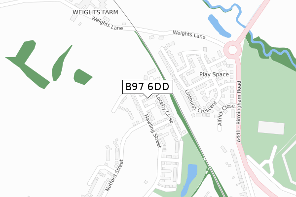 B97 6DD map - large scale - OS Open Zoomstack (Ordnance Survey)