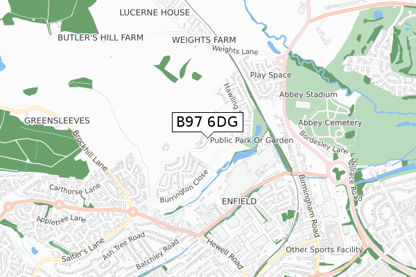 B97 6DG map - small scale - OS Open Zoomstack (Ordnance Survey)