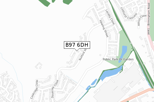 B97 6DH map - large scale - OS Open Zoomstack (Ordnance Survey)