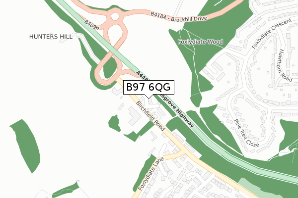 B97 6QG map - large scale - OS Open Zoomstack (Ordnance Survey)