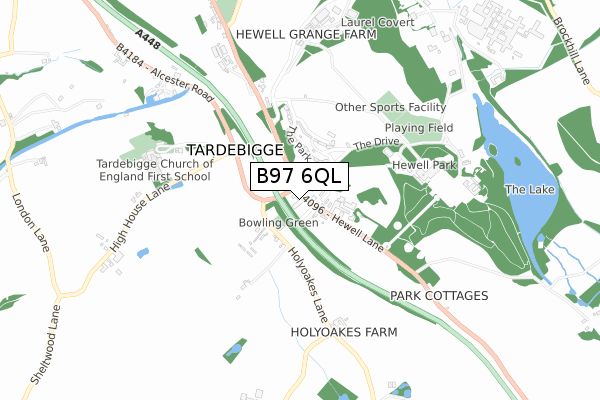 B97 6QL map - small scale - OS Open Zoomstack (Ordnance Survey)