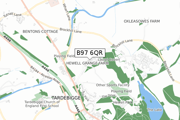 B97 6QR map - small scale - OS Open Zoomstack (Ordnance Survey)