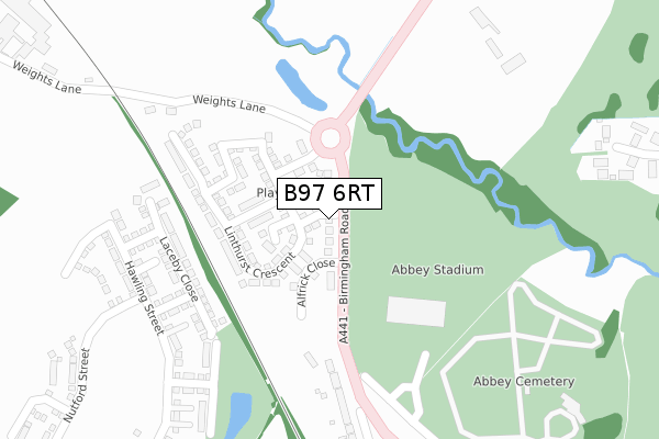 B97 6RT map - large scale - OS Open Zoomstack (Ordnance Survey)