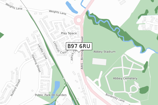 B97 6RU map - large scale - OS Open Zoomstack (Ordnance Survey)