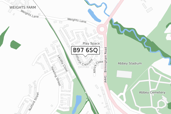 B97 6SQ map - large scale - OS Open Zoomstack (Ordnance Survey)