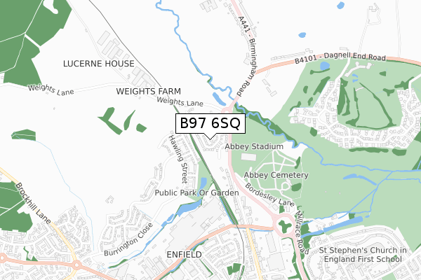 B97 6SQ map - small scale - OS Open Zoomstack (Ordnance Survey)