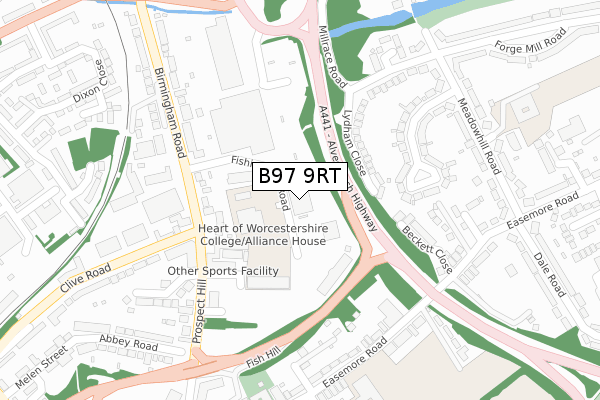 B97 9RT map - large scale - OS Open Zoomstack (Ordnance Survey)