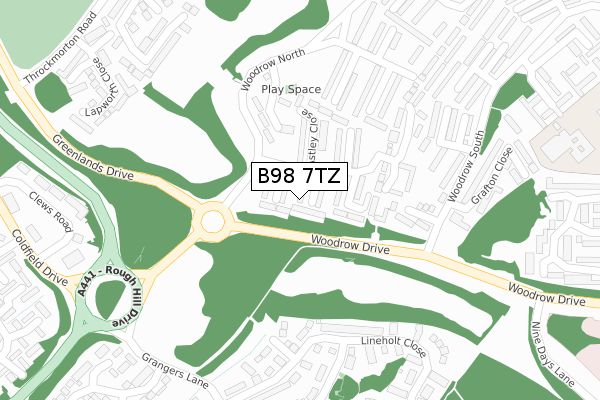 B98 7TZ map - large scale - OS Open Zoomstack (Ordnance Survey)