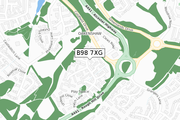 B98 7XG map - large scale - OS Open Zoomstack (Ordnance Survey)