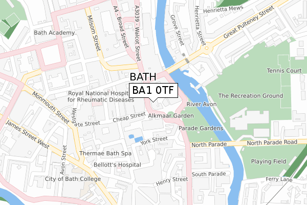 BA1 0TF map - large scale - OS Open Zoomstack (Ordnance Survey)