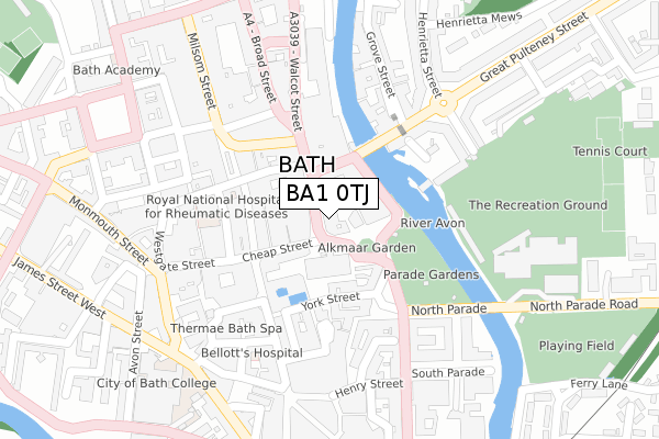 BA1 0TJ map - large scale - OS Open Zoomstack (Ordnance Survey)