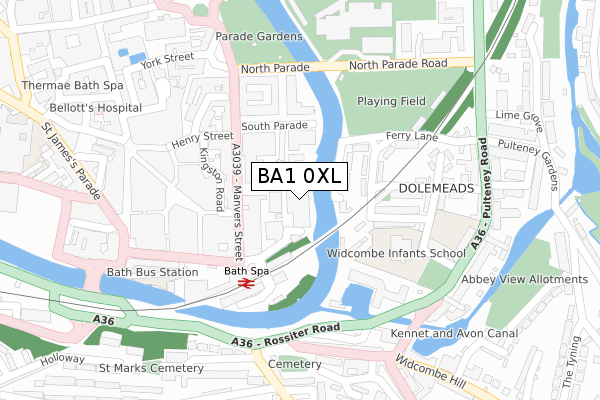 BA1 0XL map - large scale - OS Open Zoomstack (Ordnance Survey)