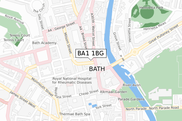 BA1 1BG map - large scale - OS Open Zoomstack (Ordnance Survey)