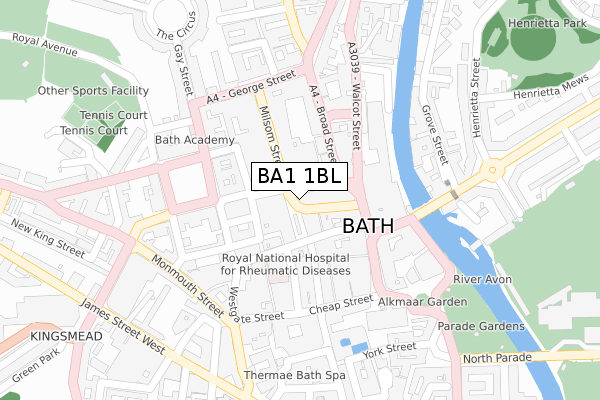 BA1 1BL map - large scale - OS Open Zoomstack (Ordnance Survey)