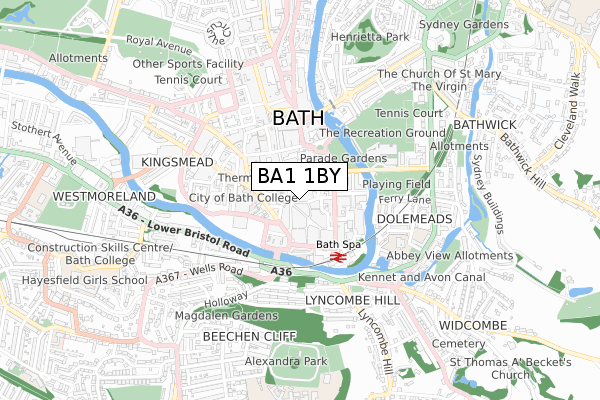 BA1 1BY map - small scale - OS Open Zoomstack (Ordnance Survey)