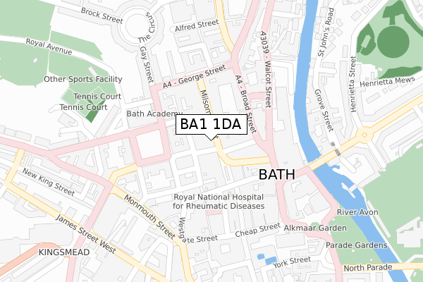 BA1 1DA map - large scale - OS Open Zoomstack (Ordnance Survey)