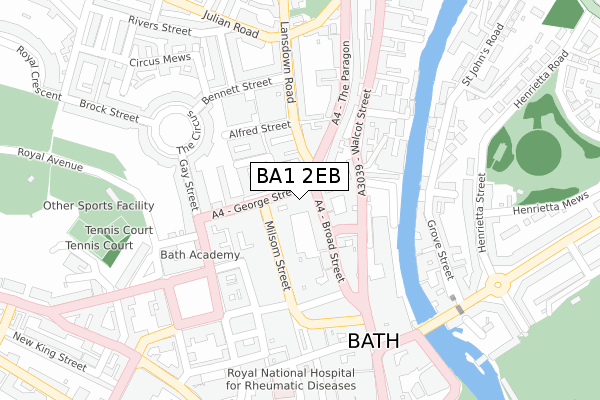 BA1 2EB map - large scale - OS Open Zoomstack (Ordnance Survey)