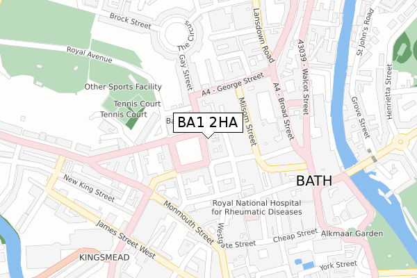 BA1 2HA map - large scale - OS Open Zoomstack (Ordnance Survey)