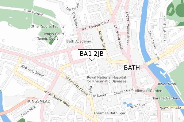 BA1 2JB map - large scale - OS Open Zoomstack (Ordnance Survey)