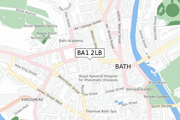 BA1 2LB map - large scale - OS Open Zoomstack (Ordnance Survey)