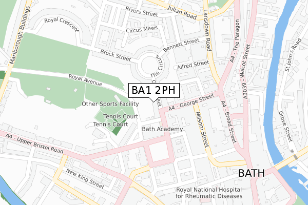 BA1 2PH map - large scale - OS Open Zoomstack (Ordnance Survey)