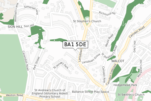 BA1 5DE map - large scale - OS Open Zoomstack (Ordnance Survey)
