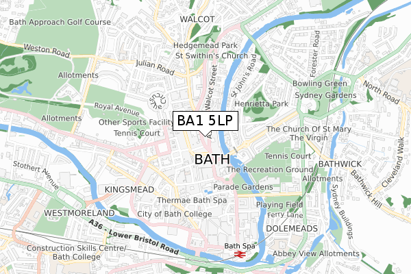 BA1 5LP map - small scale - OS Open Zoomstack (Ordnance Survey)