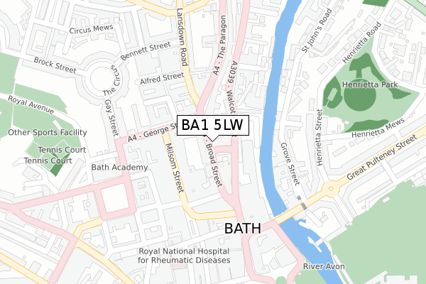 BA1 5LW map - large scale - OS Open Zoomstack (Ordnance Survey)