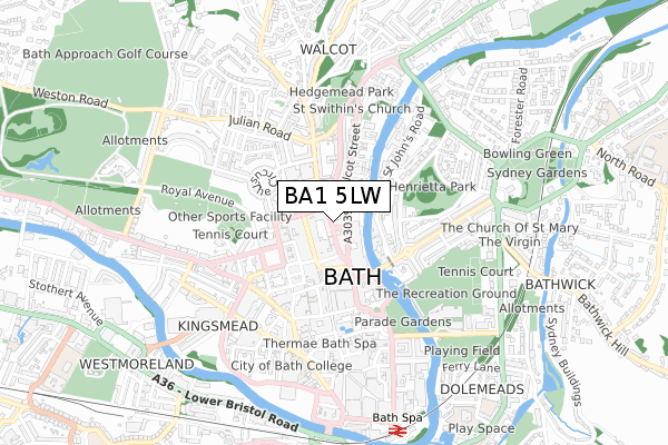 BA1 5LW map - small scale - OS Open Zoomstack (Ordnance Survey)