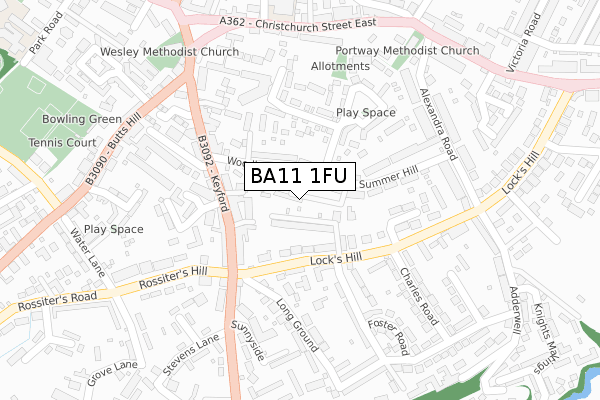 BA11 1FU map - large scale - OS Open Zoomstack (Ordnance Survey)