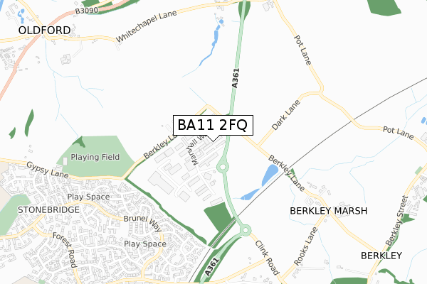 BA11 2FQ map - small scale - OS Open Zoomstack (Ordnance Survey)